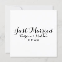 Just Married calligraphy Wedding Announcement card