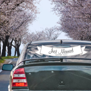 Just Married Car Banner for Wedding or Honeymoon