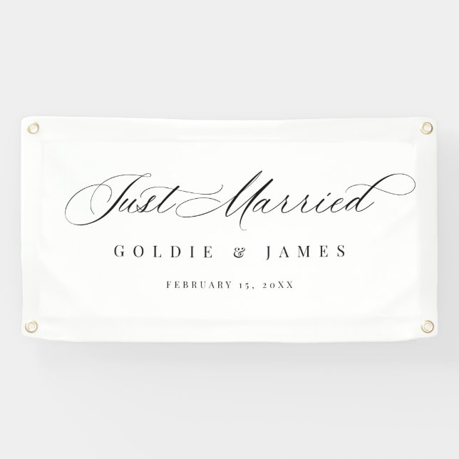 Just Married Car Banner Reception Decoration Sign (Horizontal)