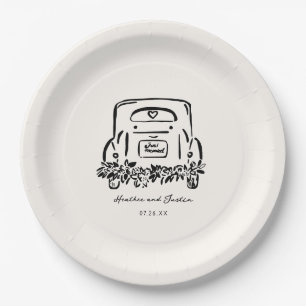 Just Married Car Custom Wedding Favours Paper Plate