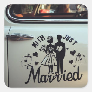 "Just Married" car decal stickers for the couple's