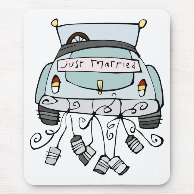 Just married car dragging cans mouse pad (Front)