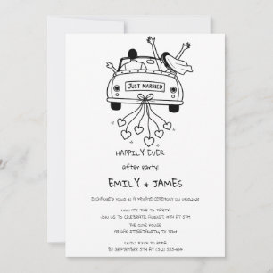 Just Married Car Wedding Reception Invitation