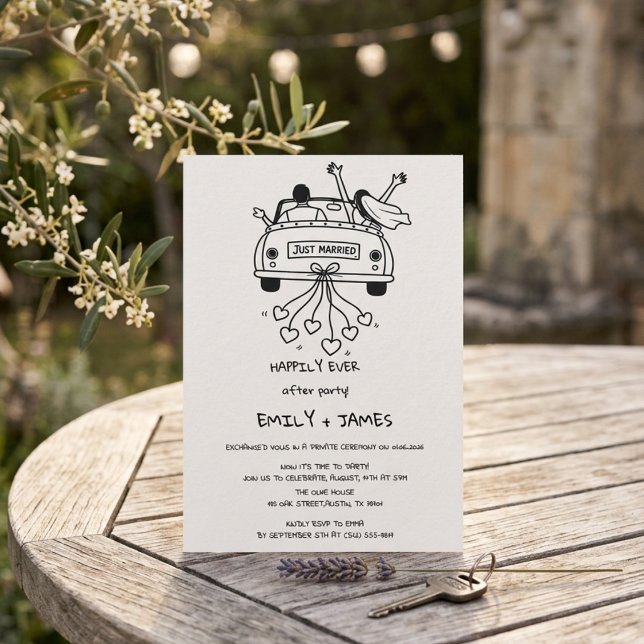 Just Married Car Wedding Reception  Invitation (Creator Uploaded)