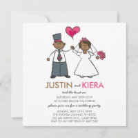 Just Married Cartoon Wedding Couple Announcement