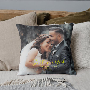 Just Married Celebrate Love with personalised Cushion