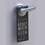 Just Married Chalkboard Honeymoon Door Hanger<br><div class="desc">Congratulations to The Happy Couple! If you're off on honeymoon,  take this chalkboard inspired personalised hearts door handle with you to pop on your hotel/motel/cruise door so that you won't be disturbed. Not real chalkboard - it's a printed effect - the text will never rub off!</div>