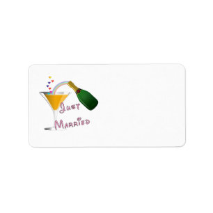 Just Married Champagne Wedding Toast Label