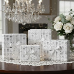 "Just Married" Chic Wrapping Paper<br><div class="desc">Prepare to impress the happy couple with wrapping paper that's as special as their day. This exquisite paper features a clean, hand-drawn pattern of timeless wedding symbols—from the bride's gown and groom's suit to the wedding cake and rings. Its refined monochrome design adds a touch of pure sophistication to any...</div>