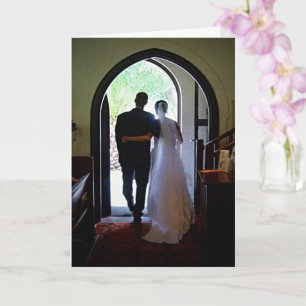 Just Married Church Wedding Photo Congratulations Card