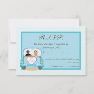 Just Married Classic Car Wedding RSVP Card