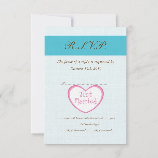 Just Married Classic Care Wedding RSVP Invitation (Front)