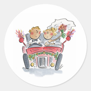 Just Married Classic Round Sticker