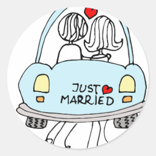 Just Married Classic Round Sticker