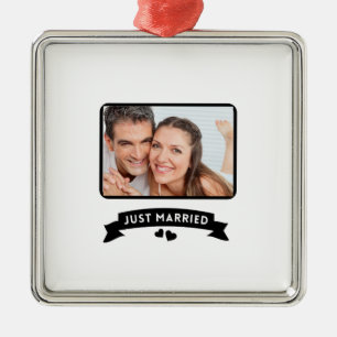 Just Married Classy Wedding Favour Photo Metal Tree Decoration