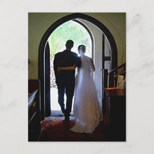 Just Married Couple Church Wedding Announcement Postcard