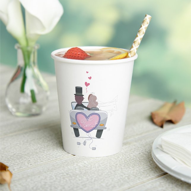 Just Married Couple Driving Off Paper Cups (Creator Uploaded)