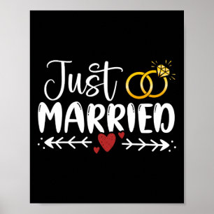 Just Married Couple Newlywed Bride And Groom Weddi Poster
