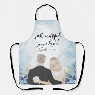 Just Married   Couples Back View Art Custom Apron