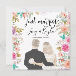 Just Married Couples Back View Illustration