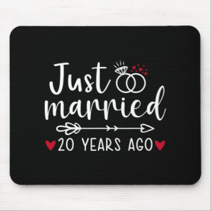 Just Married Couples Funny Husband Wife 20th Anniv Mouse Pad
