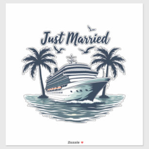 Just Married Cruising Summer Wedding Husband Wife