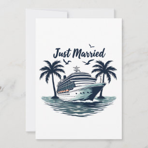 Just Married Cruising Summer Wedding Husband Wife Invitation