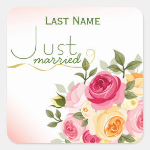 Just Married Custom Envelope Stickers