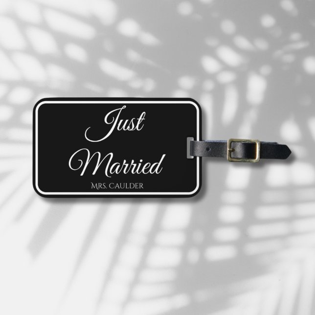 Just Married Custom Wedding Honeymoon Gift - Luggage Tag (Custom Just Married Luggage Tag)