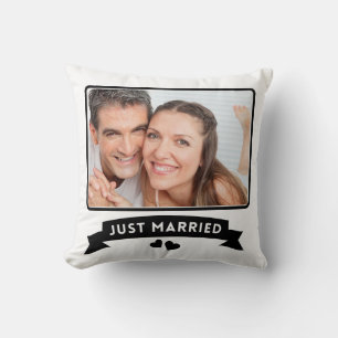 Just Married Custom Wedding Photo Cushion