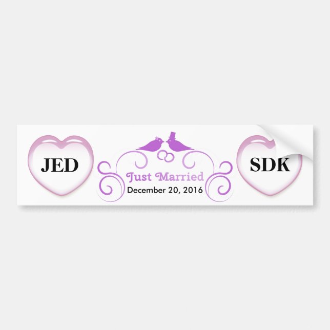 Just Married - Customisable Bumper Sticker (Front)