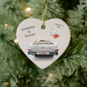 Just married (customisable)  ceramic tree decoration