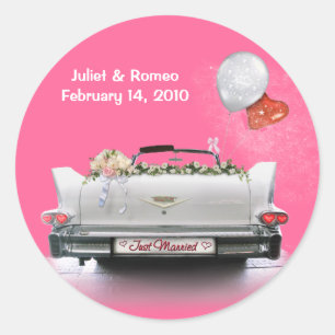 Just Married (customisable) Classic Round Sticker