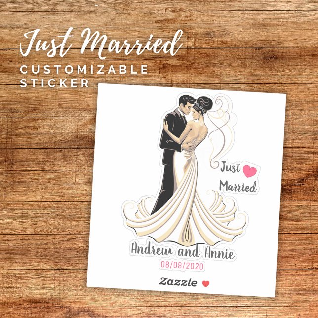 Just Married Customisable Couple Sticker (Just Married Customizable Couple Sticker)