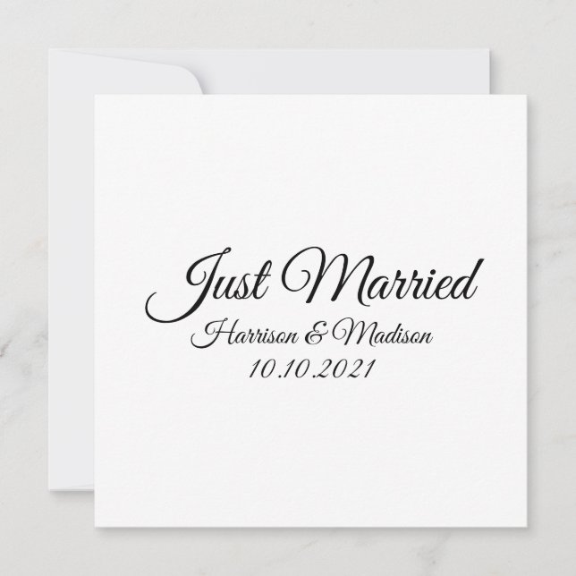 Just Married, customise text Wedding Announcement (Front)