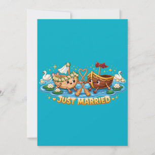 Just Married Cute Boats Wedding Invitation
