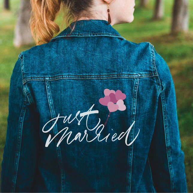 just married cute women's denim jacket (Creator Uploaded)