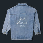 Just Married Denim Jacket white<br><div class="desc">This super cute and trendy jean jacket is accented with Just Married and the wedding date, making it perfect for the newlywed.</div>