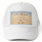 Just Married, Dusty Blue Beach Wedding 2 Heart 