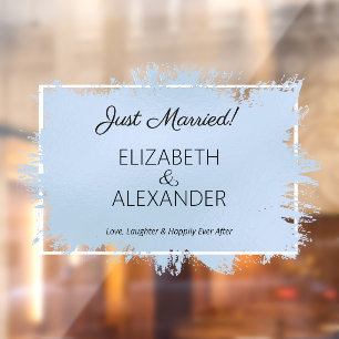 Just Married! Dusty Blue Faux Foil