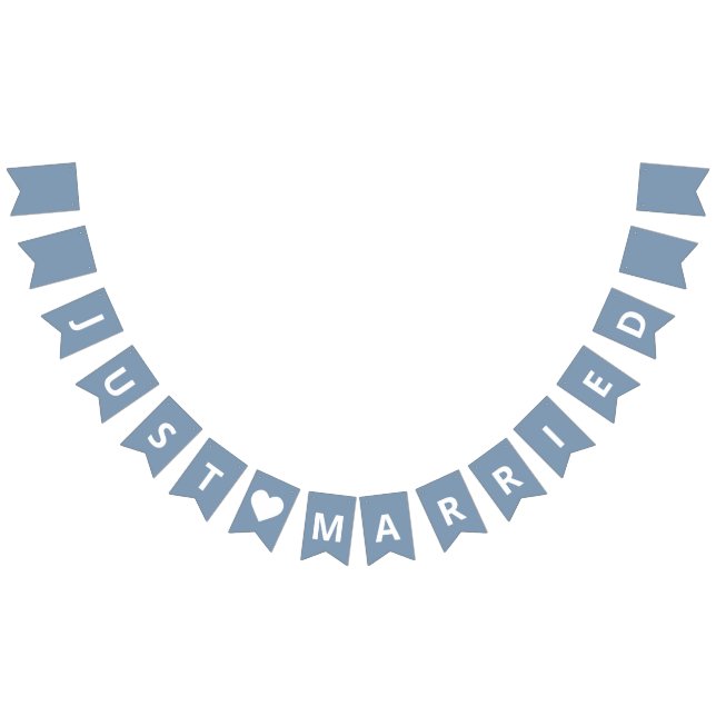 Just Married Dusty Blue Newlywed Announcement Bunting (All)