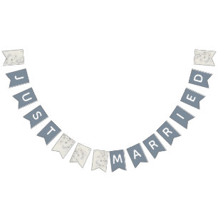 Just Married Dusty Blue Wedding Bunting