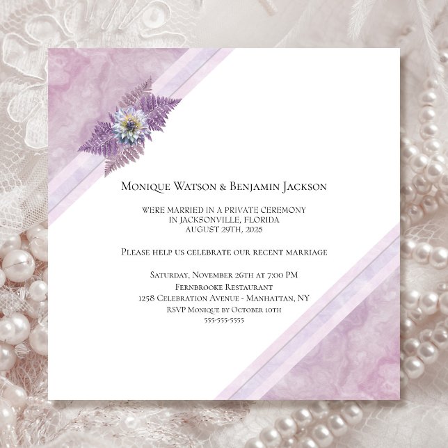 Just Married Elegant Dusty Pink Floral Marble Invitation (Creator Uploaded)