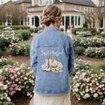 Just Married Elegant Floral Cowgirl Boots Bride  Denim Jacket<br><div class="desc">Custom bride denim jacket with a romantic illustration of white cowboy or cowgirl boots and peony flowers. Custom text for "Just Married" in modern script font. Perfect gift and keepsake for the bride. This item is part of a Bridal wedding collection with many more matching items. Check out the collection...</div>