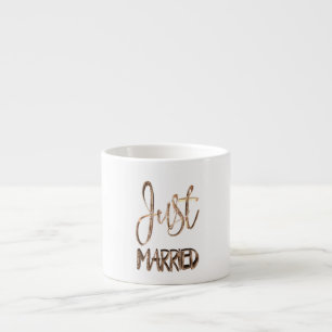 Just Married Elegant Gold Typography Bridal Espresso Cup