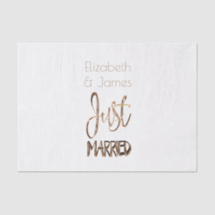 Just Married Elegant Gold Typography Wedding Gift Tissue Paper