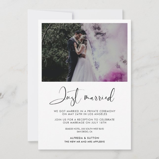 Just married Elegant & modern photo card (Front)