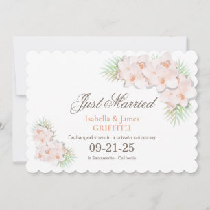 Just Married Elegant Pink Orchid Floral Wedding Announcement