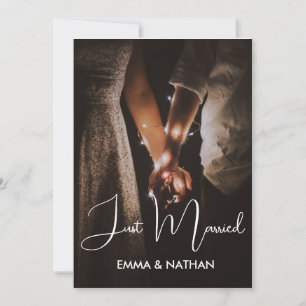 Just married Elegant romantic wedding photo card