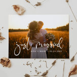 Just married Elegant romantic wedding photo Postcard<br><div class="desc">You decided to elope? You want to announce that you just got married? Share the news of your marriage with this lovely wedding photo card,  fully customisable font and colours.</div>